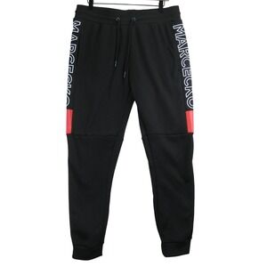 Marc Ecko Cut & Sew Joggers Mens M Black Red Side Logo Streetwear Sweatpants